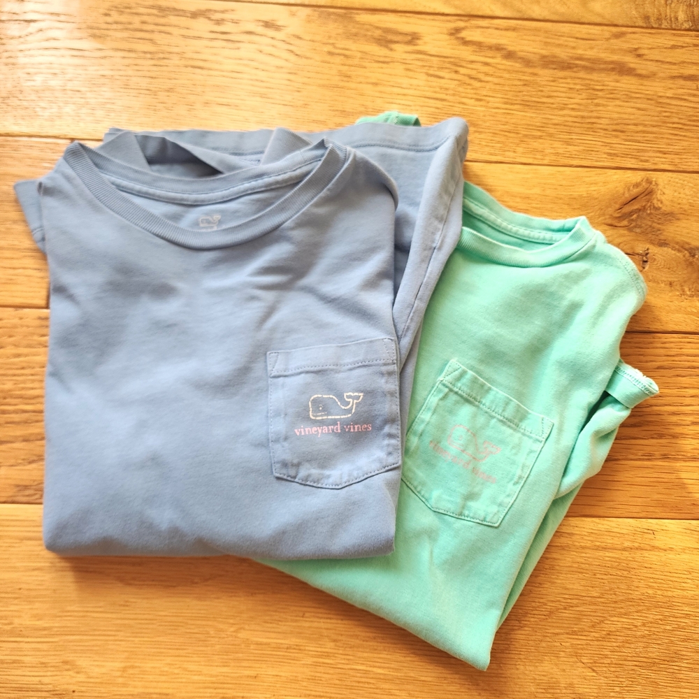 Vineyard Vines Kids' Blue and Green Pocket Tees